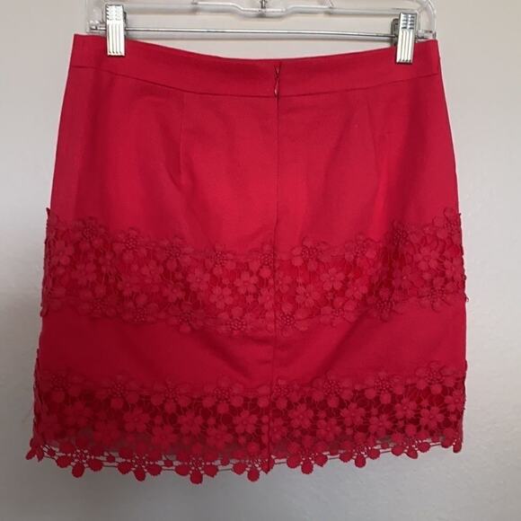 J Crew Lined Red Mini Skirt with Scalloped Hem Size 0 - Picture 9 of 11